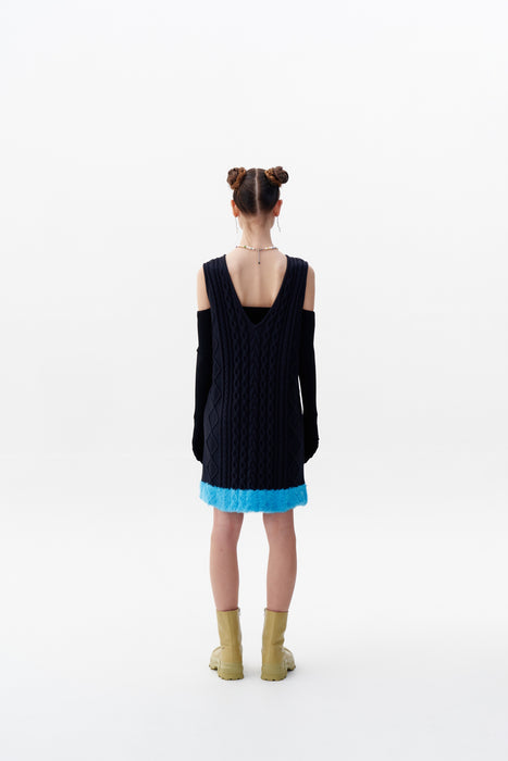 THEBE MIXED CABLE KNIT TANK DRESS