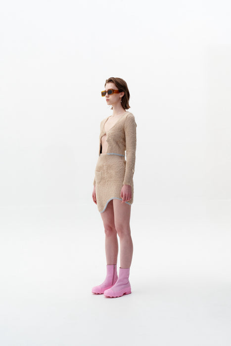 EUROPA ECO FAUX FUR CROPPED CARDIGAN
