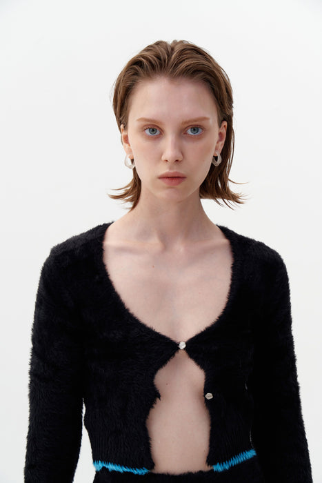 EUROPA ECO FAUX FUR CROPPED CARDIGAN