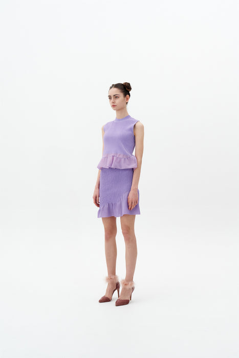 CALIBAN 3D-BUBBLE RUCHED WAVY MINI SKIRT