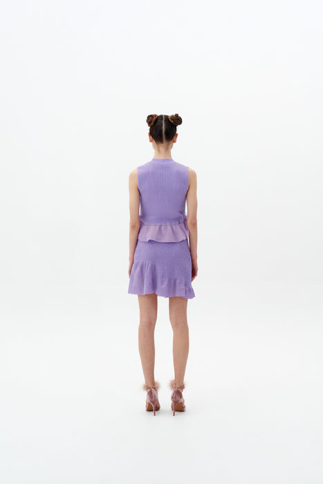 CALIBAN 3D-BUBBLE RUCHED WAVY MINI SKIRT