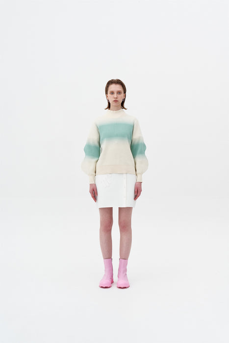 SINOPE "SPRAY PAINTED" MOCKNECK WITH WAVY SLEEVES