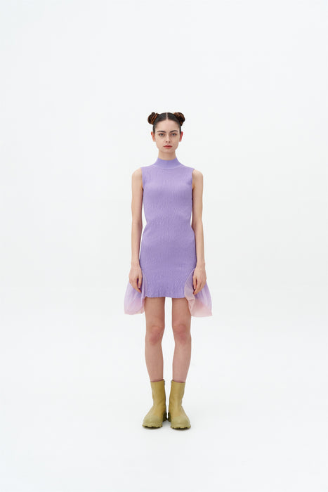 PORTIA 3D-BUBBLE RUCHED SLEEVELESS DRESS
