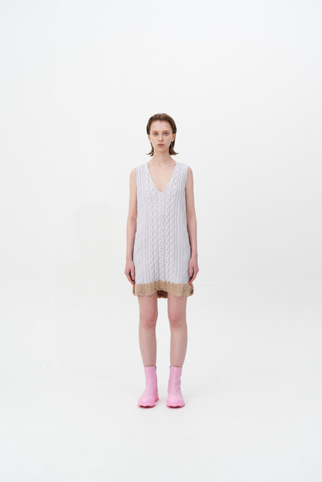 THEBE MIXED CABLE KNIT TANK DRESS