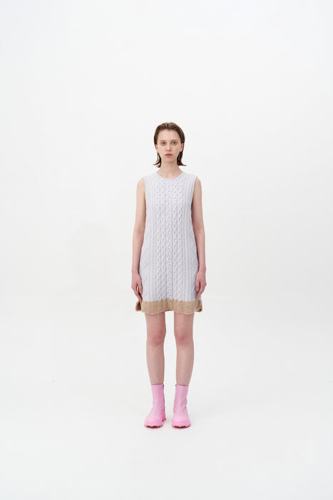 THEBE MIXED CABLE KNIT TANK DRESS