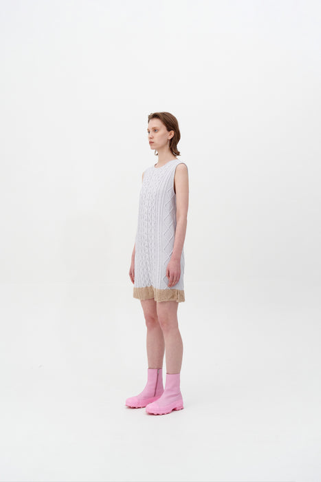 THEBE MIXED CABLE KNIT TANK DRESS