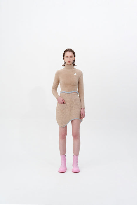 ELARA ECO FAUX FUR CROPPED TURTLENECK PULLOVER