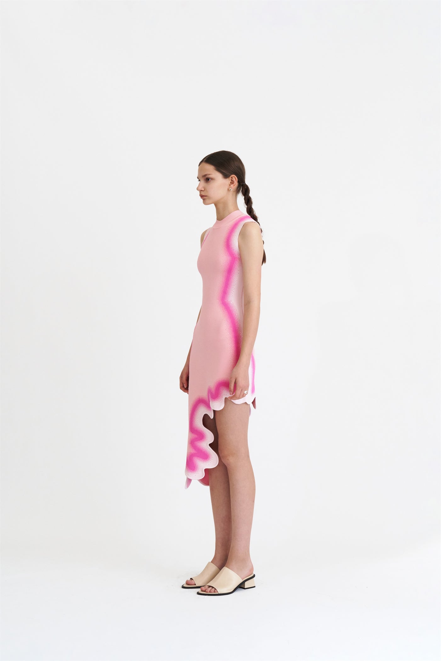 Wavlynn Silk Color Block Asymmetric Dress With Drape Silhouette And Wrap Waist For Summer Events main image 0