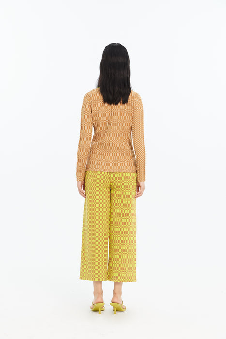 KRIS ECO PLAID WIDE LEG PANTS