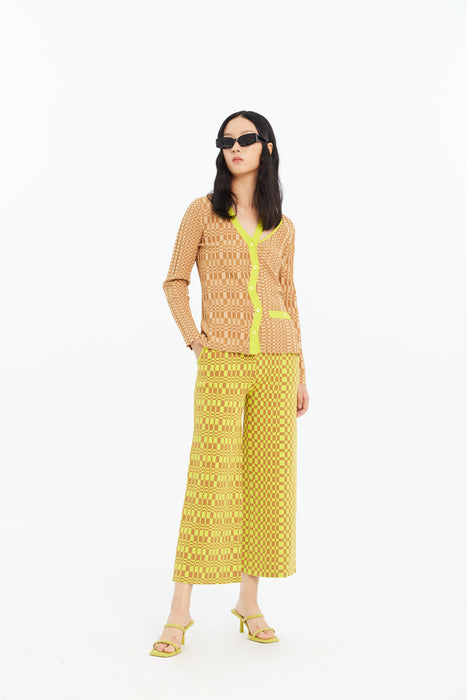 KRIS ECO PLAID WIDE LEG PANTS