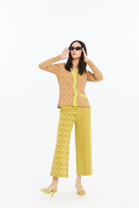 KRIS ECO PLAID WIDE LEG PANTS