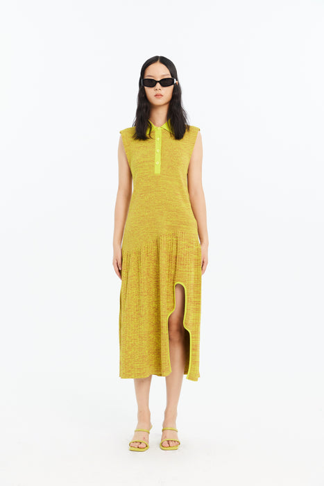 KERRY PLEATED ECO TANK DRESS WITH SIDE CUT OUT