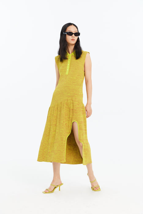 KERRY PLEATED ECO TANK DRESS WITH SIDE CUT OUT