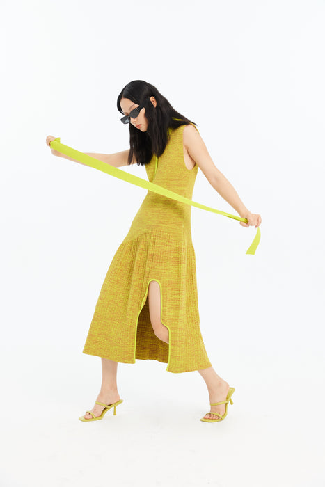 KERRY PLEATED ECO TANK DRESS WITH SIDE CUT OUT