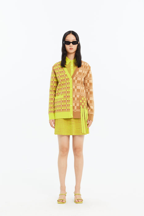 NOEL ECO PLAID CARDIGAN WITH DETACHABLE SLEEVES