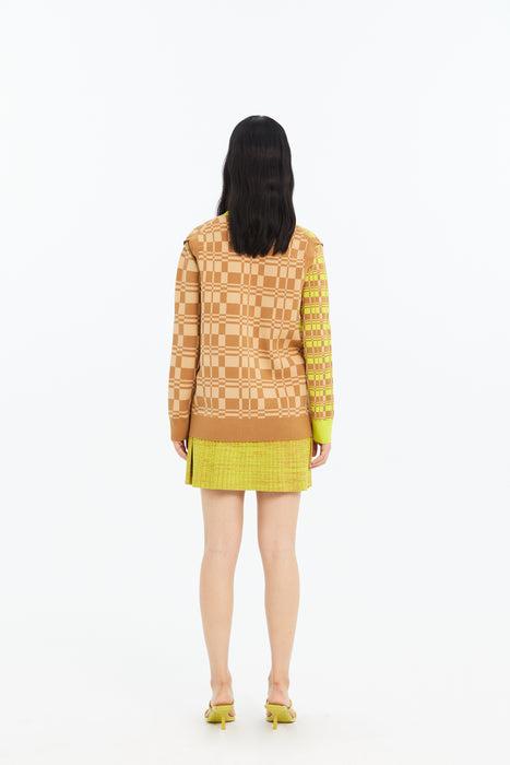 NOEL ECO PLAID CARDIGAN WITH DETACHABLE SLEEVES