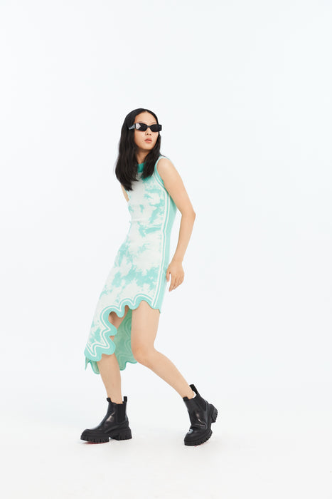 BROOKLYN ECO "TIE DYE" WAVY ASYMMETRIC DRESS