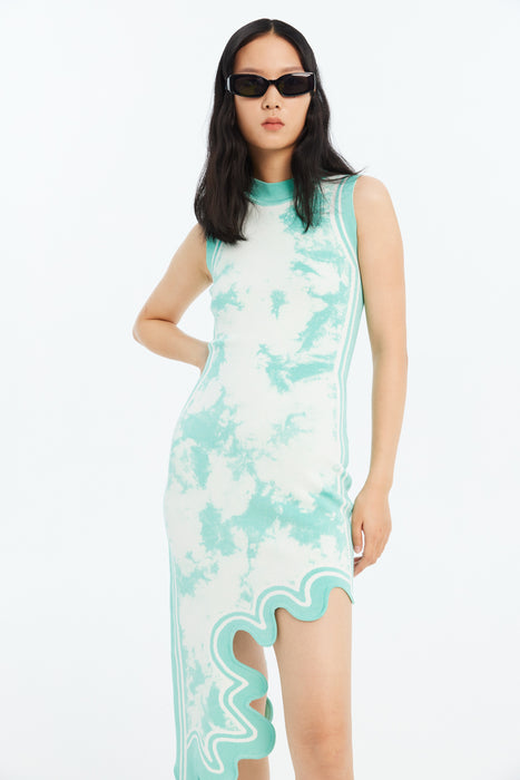 BROOKLYN ECO "TIE DYE" WAVY ASYMMETRIC DRESS