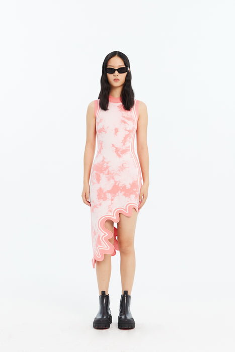 BROOKLYN ECO "TIE DYE" WAVY ASYMMETRIC DRESS