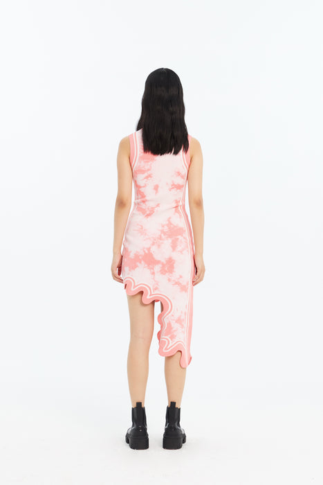 BROOKLYN ECO "TIE DYE" WAVY ASYMMETRIC DRESS