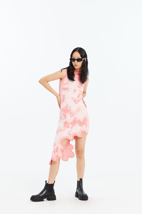 BROOKLYN ECO "TIE DYE" WAVY ASYMMETRIC DRESS