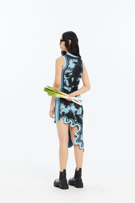 BROOKLYN ECO "TIE DYE" WAVY ASYMMETRIC DRESS