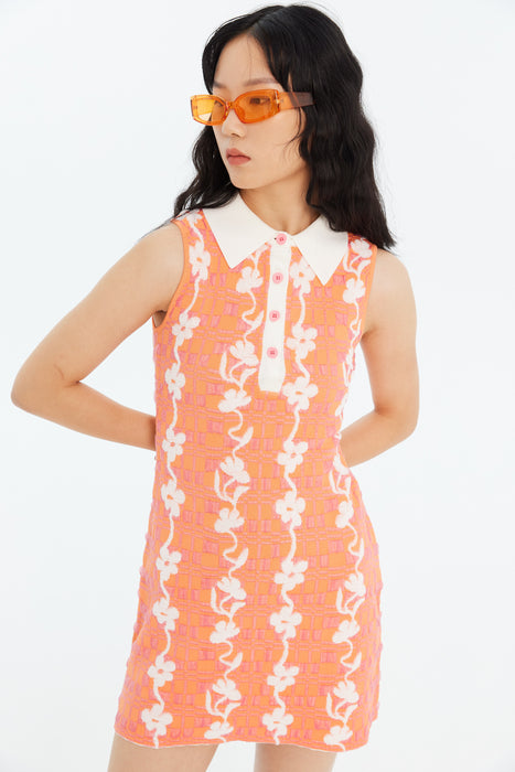 JESS FLORAL STITCH ECO MINI TANK DRESS