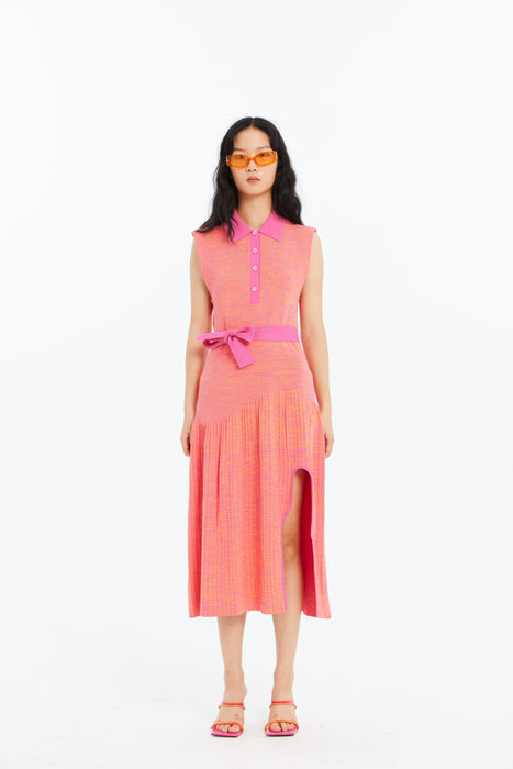 KERRY PLEATED ECO TANK DRESS WITH SIDE CUT OUT