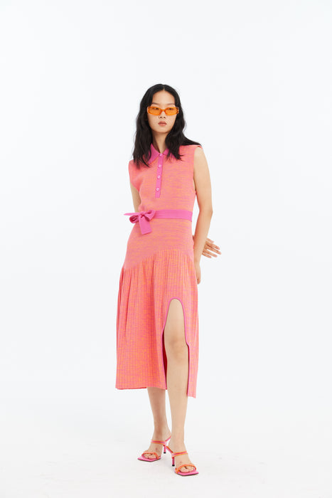 KERRY PLEATED ECO TANK DRESS WITH SIDE CUT OUT