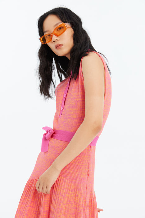 KERRY PLEATED ECO TANK DRESS WITH SIDE CUT OUT