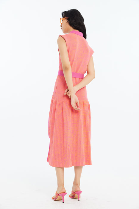 KERRY PLEATED ECO TANK DRESS WITH SIDE CUT OUT