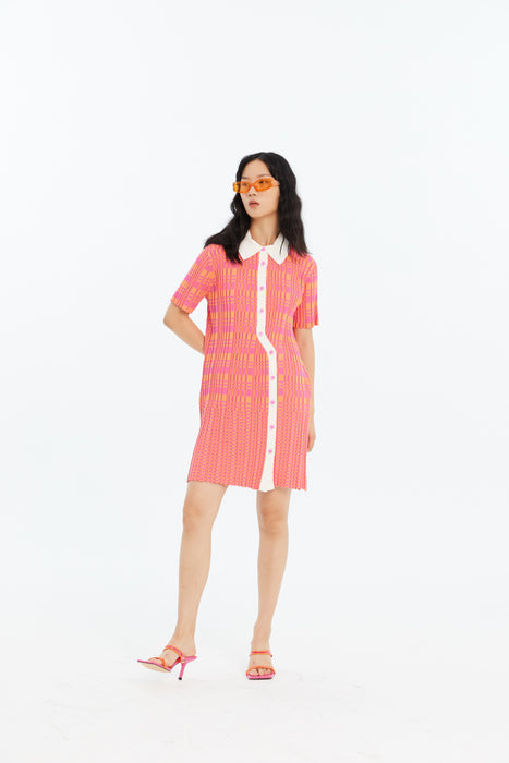 DANA ECO WAVY POLO DRESS