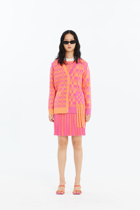 NOEL ECO PLAID CARDIGAN WITH DETACHABLE SLEEVES