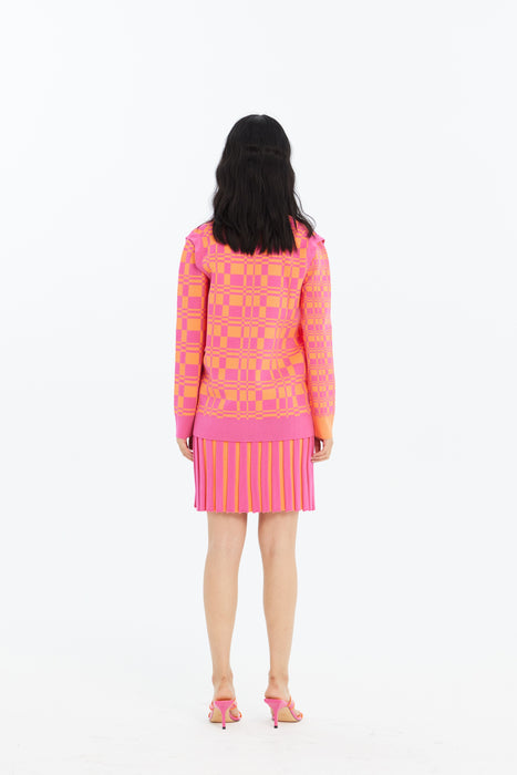 NOEL ECO PLAID CARDIGAN WITH DETACHABLE SLEEVES