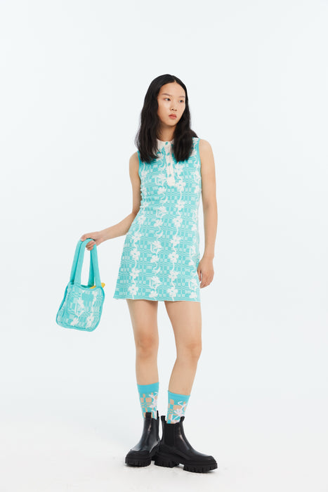 JESS FLORAL STITCH ECO MINI TANK DRESS