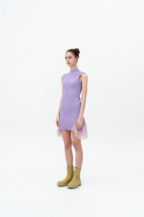 PORTIA 3D-BUBBLE RUCHED SLEEVELESS DRESS