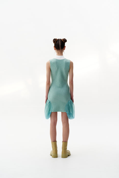 PORTIA 3D-BUBBLE RUCHED SLEEVELESS DRESS