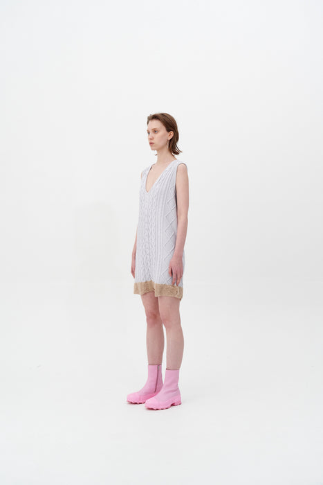 THEBE MIXED CABLE KNIT TANK DRESS