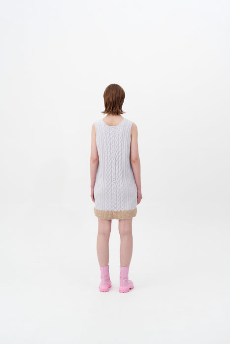 THEBE MIXED CABLE KNIT TANK DRESS