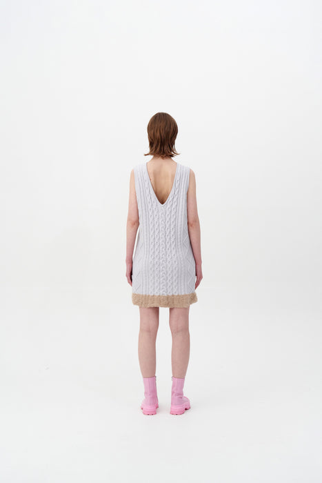 THEBE MIXED CABLE KNIT TANK DRESS