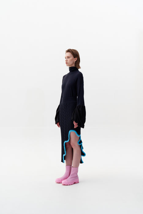 MARS MIXED CABLE KNIT MIDI SKIRT