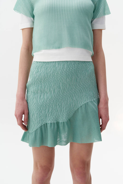 CALIBAN 3D-BUBBLE RUCHED WAVY MINI SKIRT