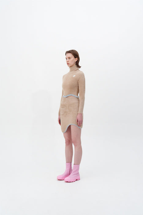 ELARA ECO FAUX FUR CROPPED TURTLENECK PULLOVER