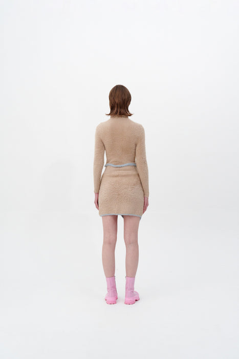 ELARA ECO FAUX FUR CROPPED TURTLENECK PULLOVER
