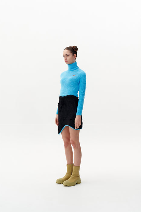 ELARA ECO FAUX FUR CROPPED TURTLENECK PULLOVER