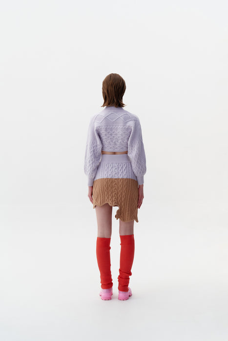 DIA MIXED CABLE KNIT WAVY MINI SKIRT