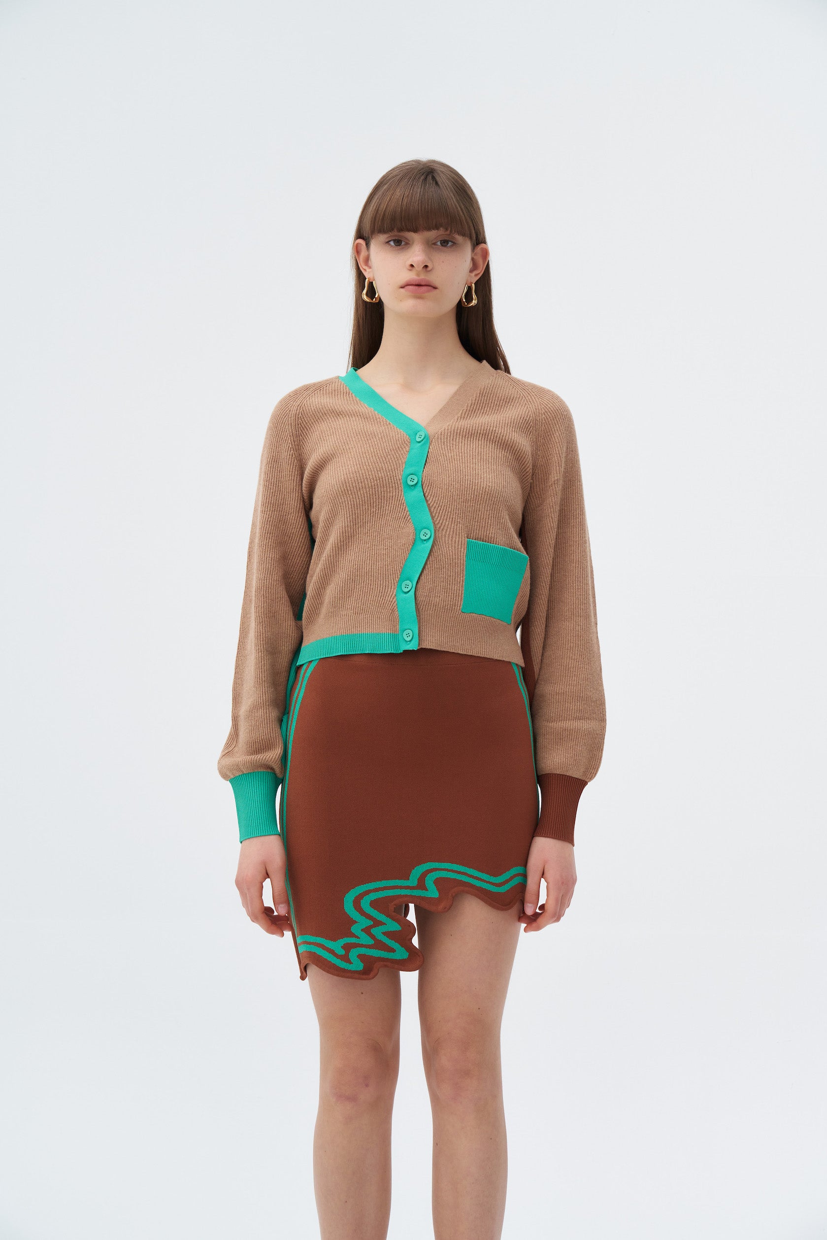 ALAIA ECO CASHMERE COTTON WAVY RIBBED CROPPED CARDIGAN– PH5