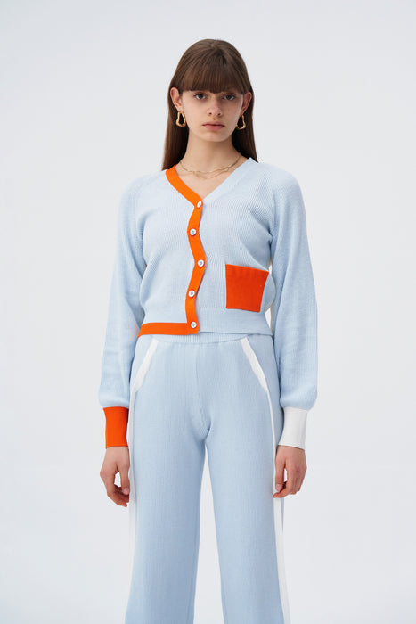 ALAIA ECO CASHMERE COTTON WAVY RIBBED CROPPED CARDIGAN