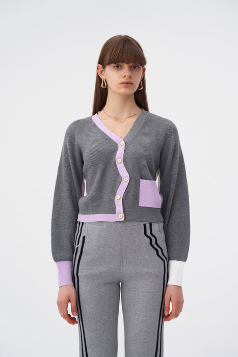 ALAIA ECO CASHMERE COTTON WAVY RIBBED CROPPED CARDIGAN