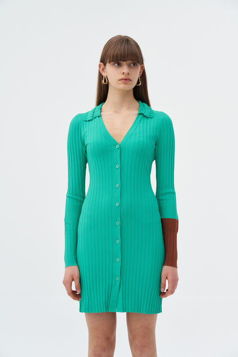 AZULA ECO V-NECK BUTTONED DRESS